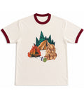 Off White & Maroon Ringer tee Front Design