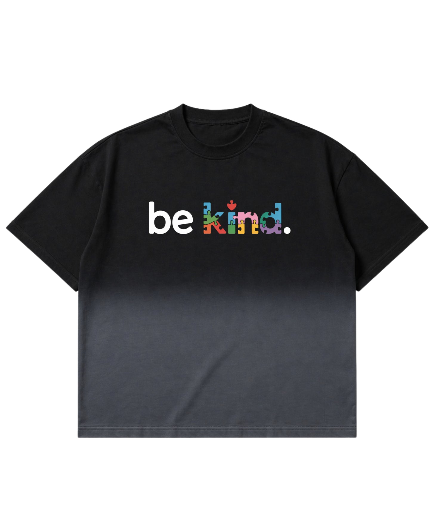 Black Ombré Wash Boxy Fit T-shirt Front Design
