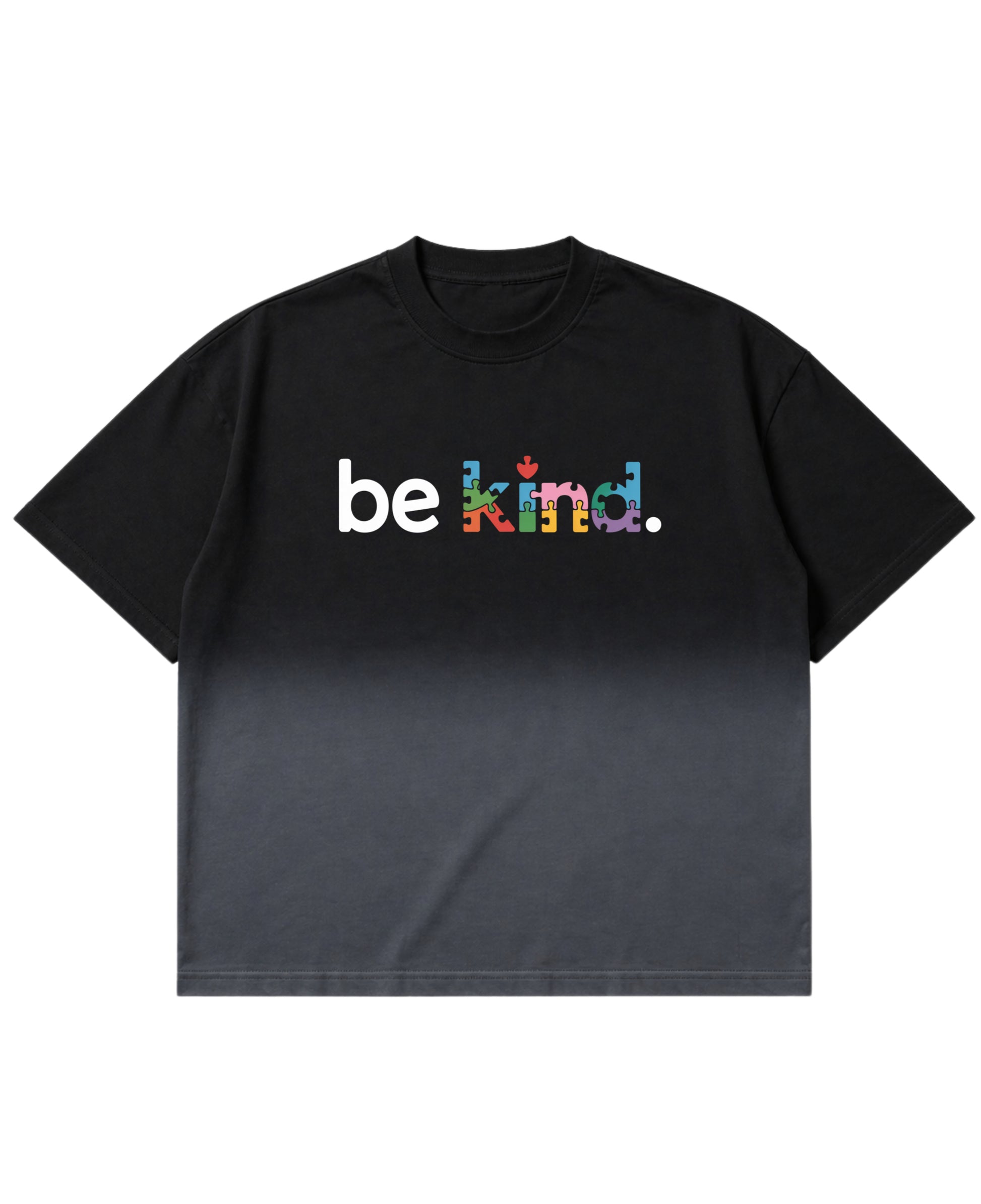 Black Ombré Wash Boxy Fit T-shirt Front Design