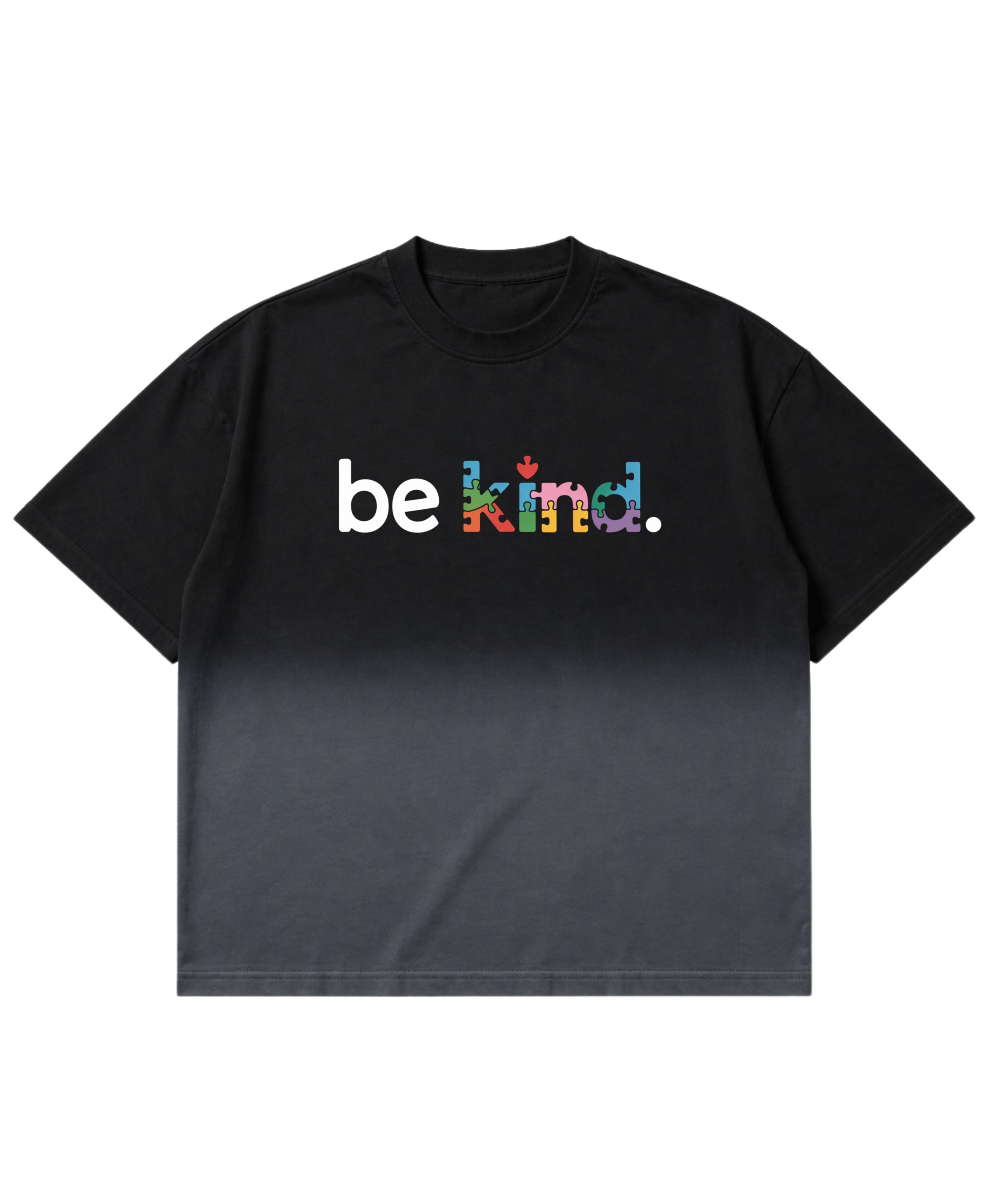 Black Ombré Wash Boxy Fit T-shirt Front Design