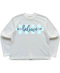 Believe Summer Off-White Waffle Knit Oversized Full-Sleeve