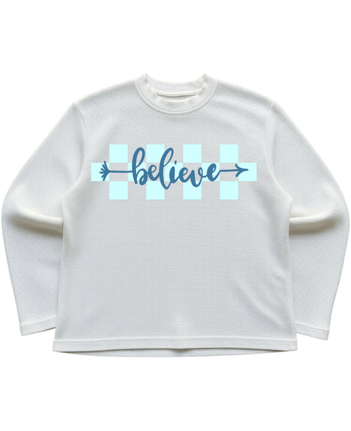 Off-white waffle knit oversized full-sleeve Front Design