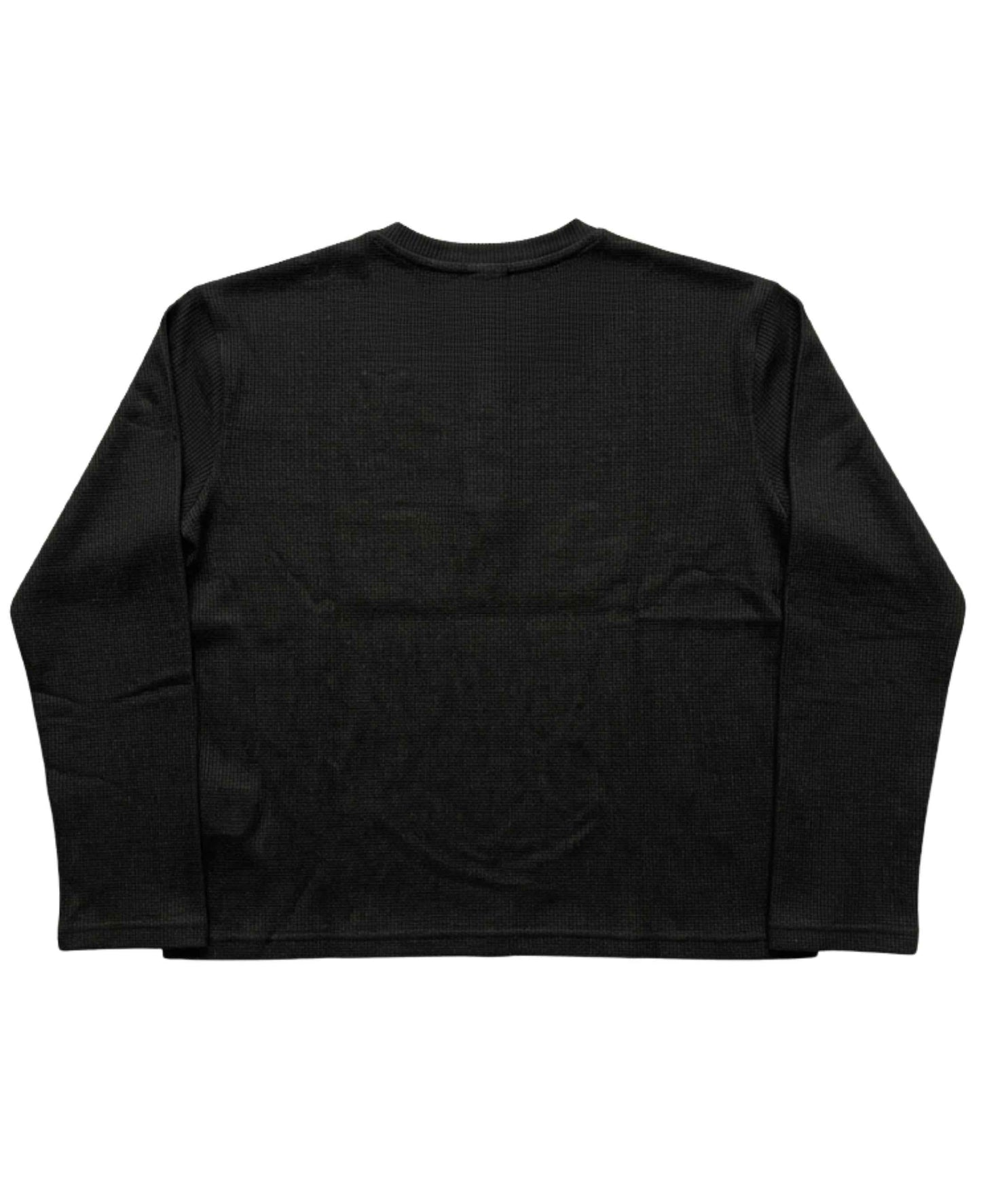 Black Henley waffle knit