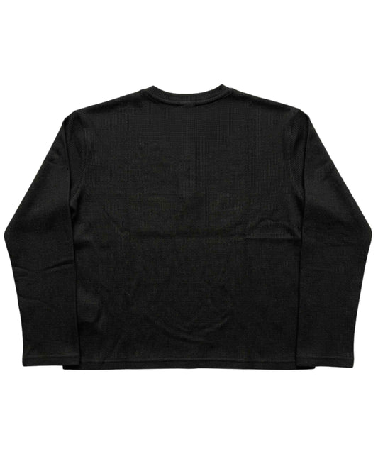 Black Henley waffle knit