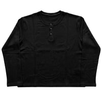 Black Henley waffle knit