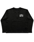 Black Henley waffle knit Front Design
