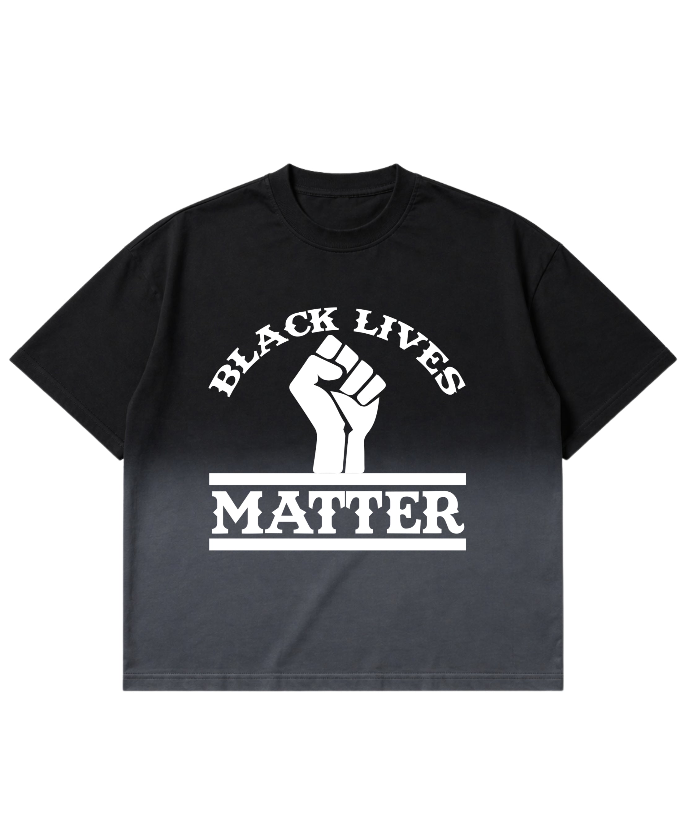 Black Ombré Wash Boxy Fit T-shirt Front Design