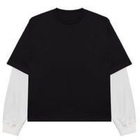 Black With White Sleeve Oversized Tee Front Design