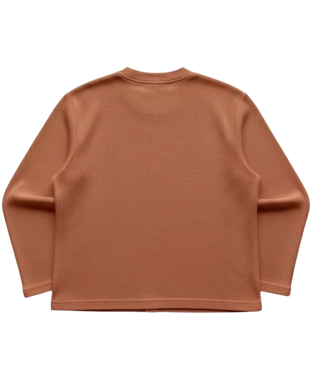 Brown Waffle Knit Oversized Full-Sleeve