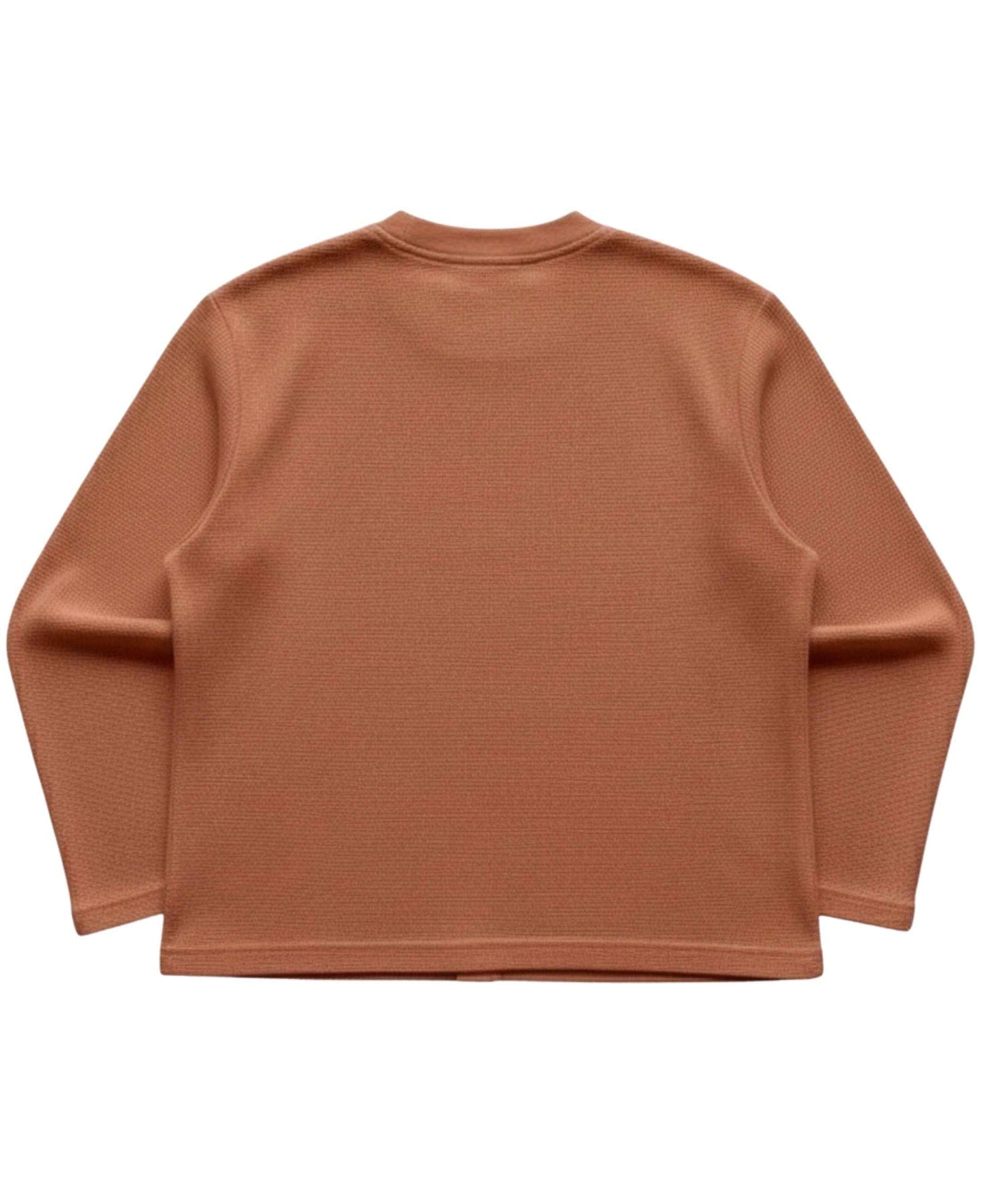 Brown Waffle Knit Oversized Full-Sleeve