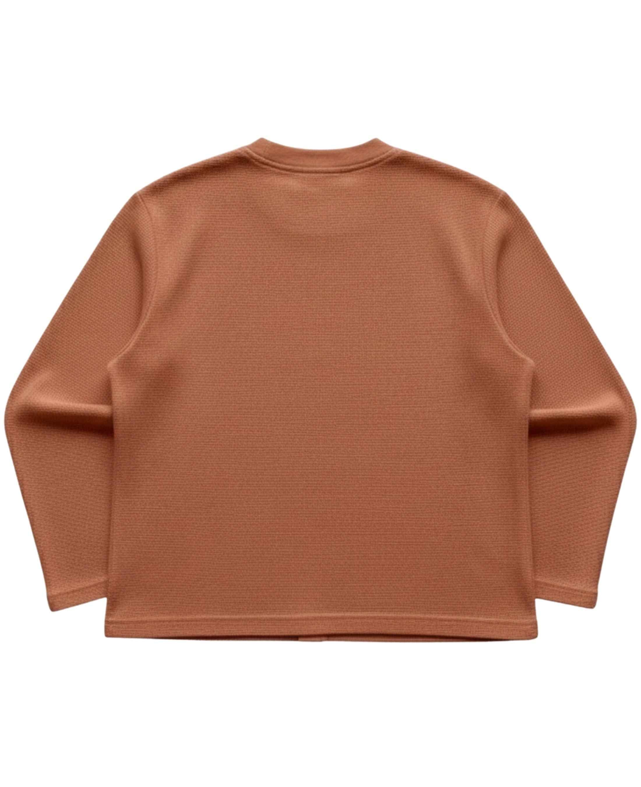 Brown Waffle Knit Oversized Full-Sleeve