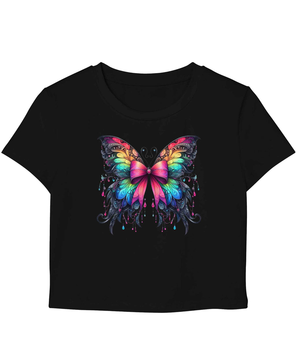 Butterfly With Bow Black Baby Tee