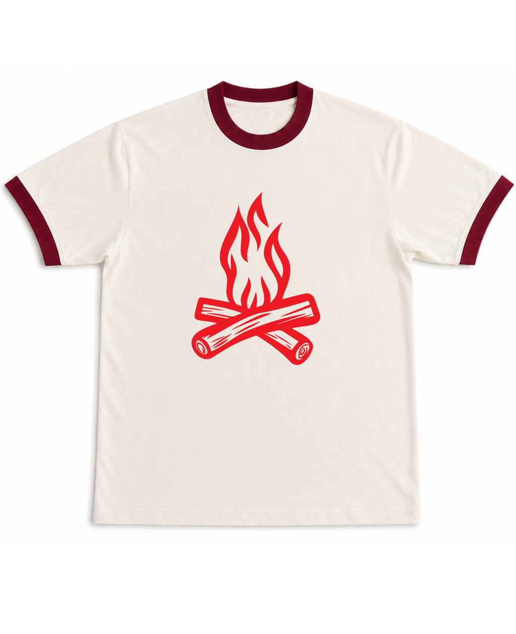 Off White & Maroon Ringer tee Front Design