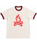 Off White & Maroon Ringer tee Front Design