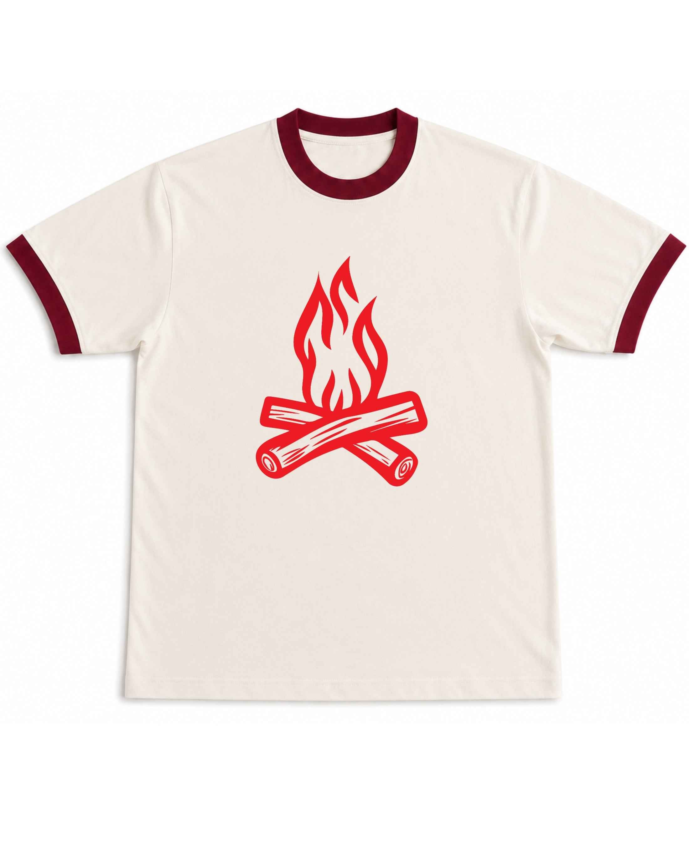 CampFire Graphics Off White & Maroon Ringer Tee