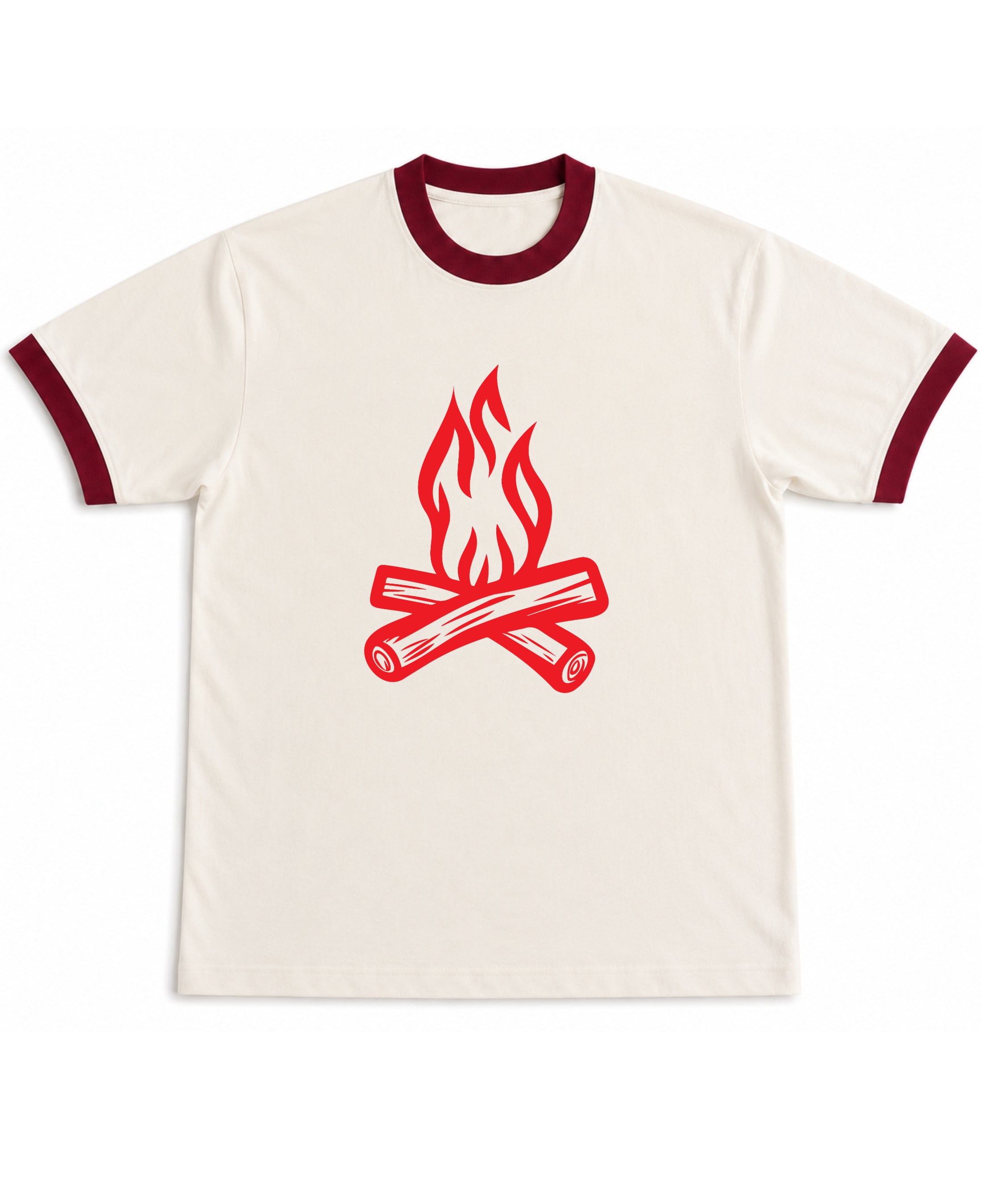 Off White & Maroon Ringer tee Front Design