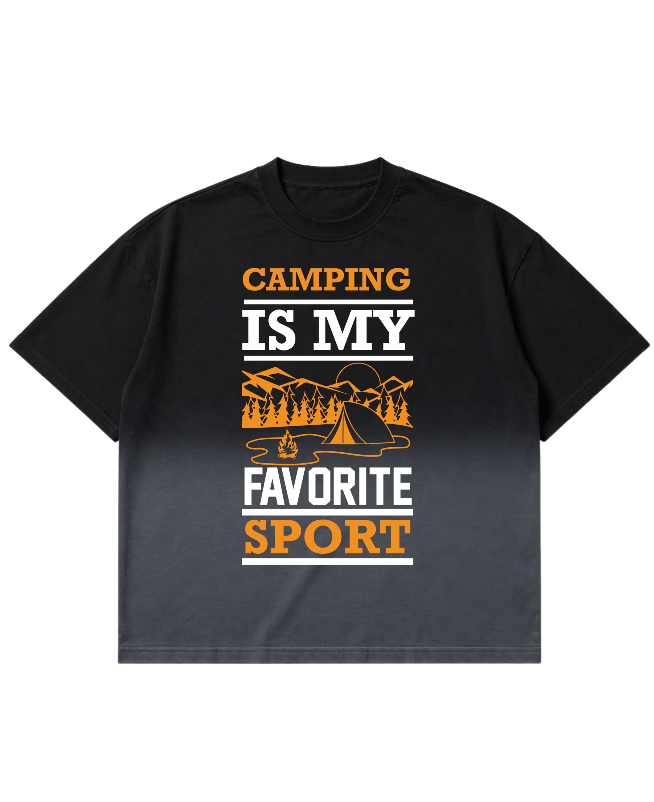 Black Ombré Wash Boxy Fit T-shirt Front Design