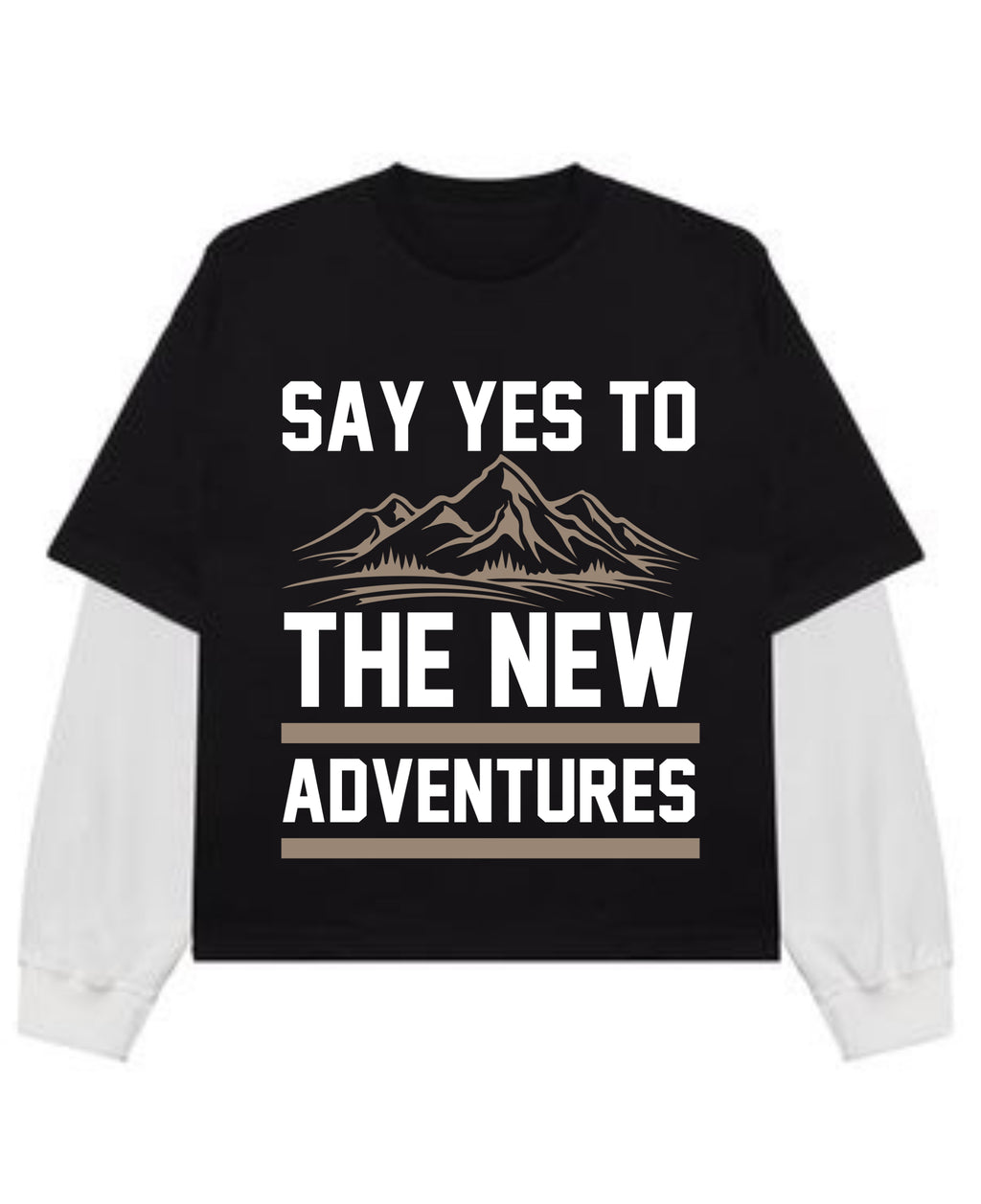 Black With White Sleeve Oversized Tee Front Design