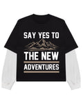 Black With White Sleeve Oversized Tee Front Design