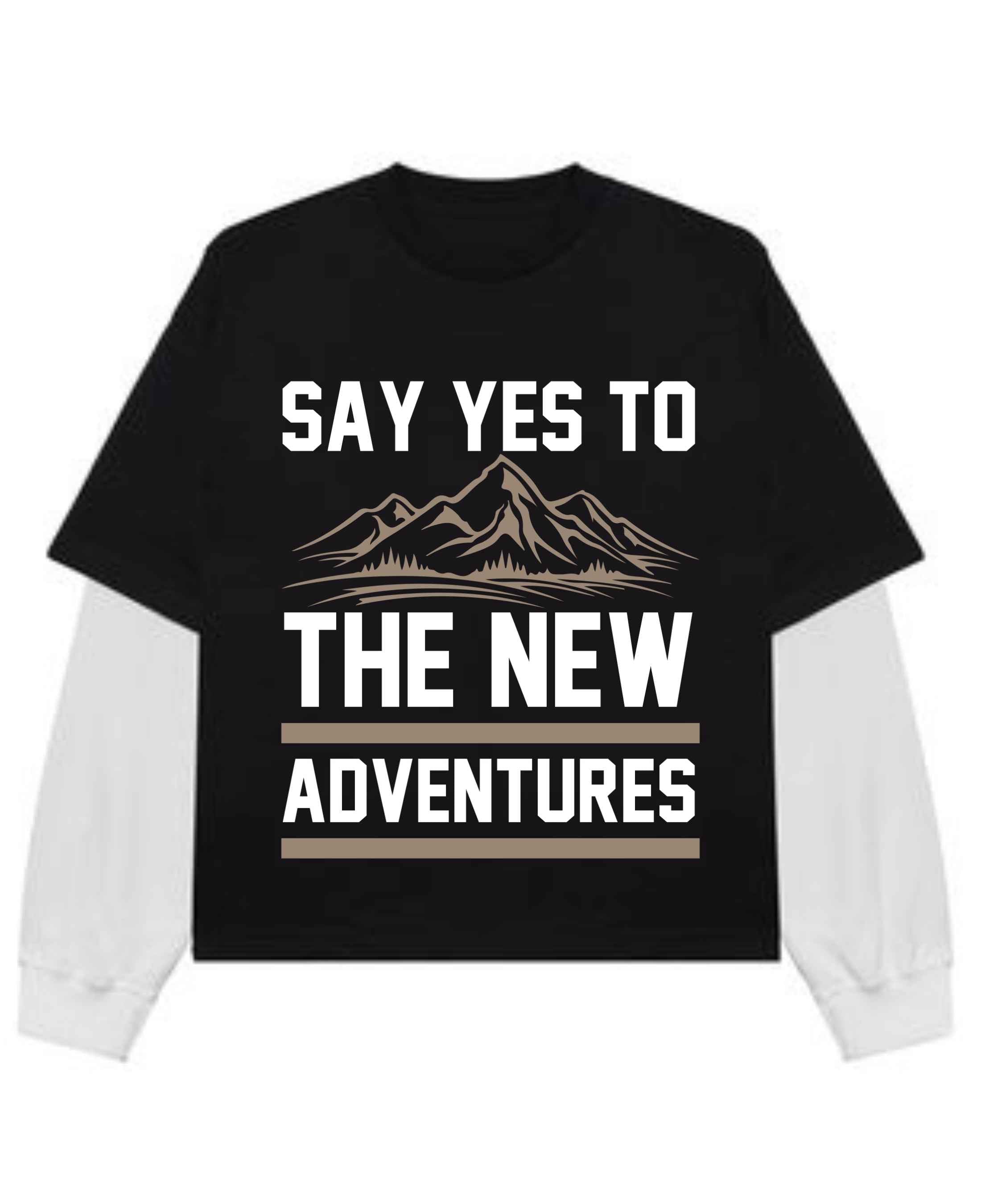 Camping Graphic Black With White Sleeve Oversized Tee