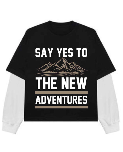 Camping Graphic Black With White Sleeve Oversized Tee
