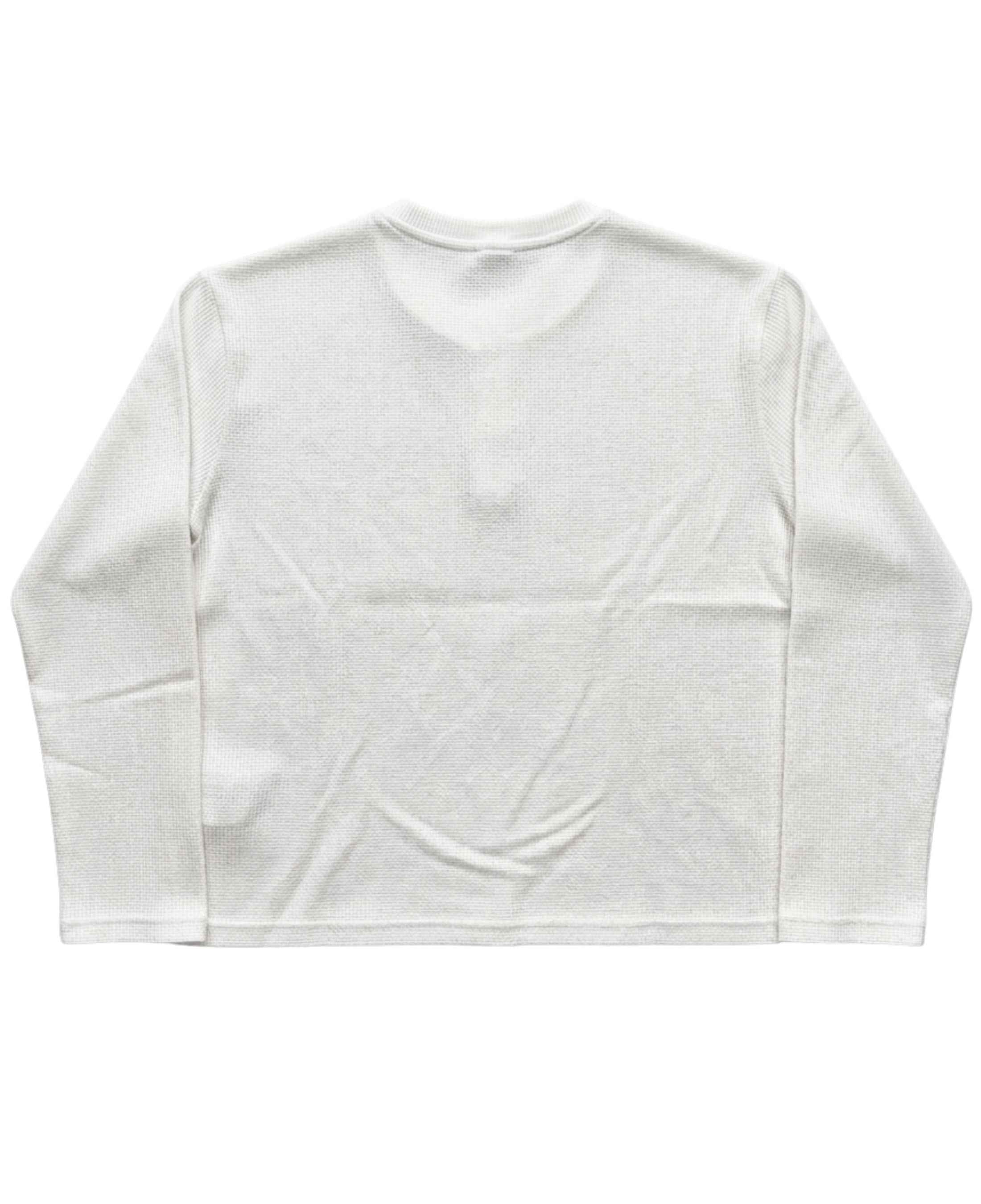Camping Graphic  White Henley waffle knit
