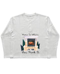 White Henley waffle knit Front Design
