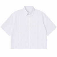 Flying Horses Graphics Blue Striped Oxford Boxy Shirt