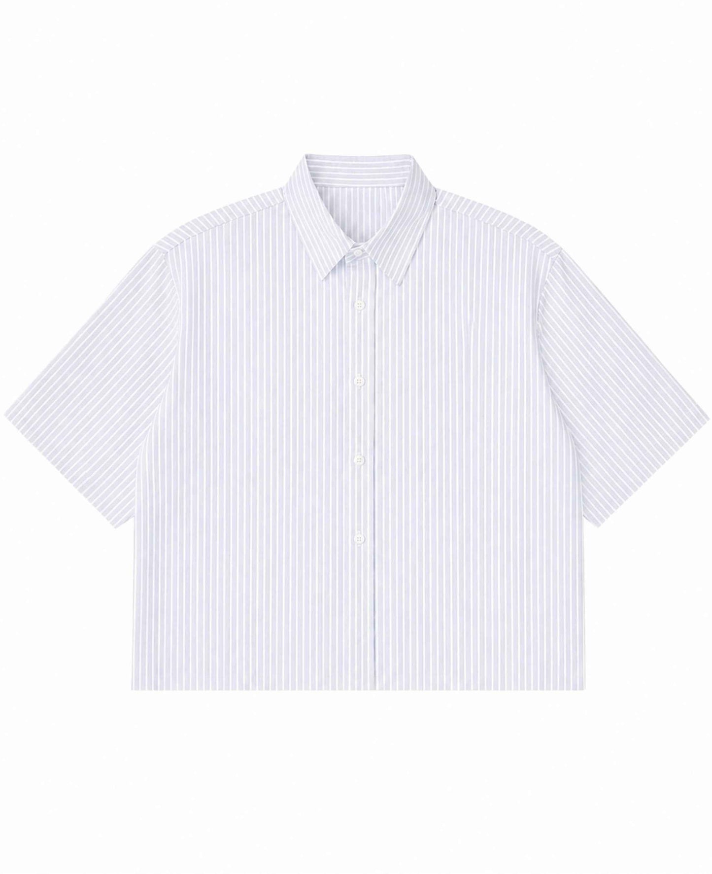 Flying Horses Graphics Blue Striped Oxford Boxy Shirt