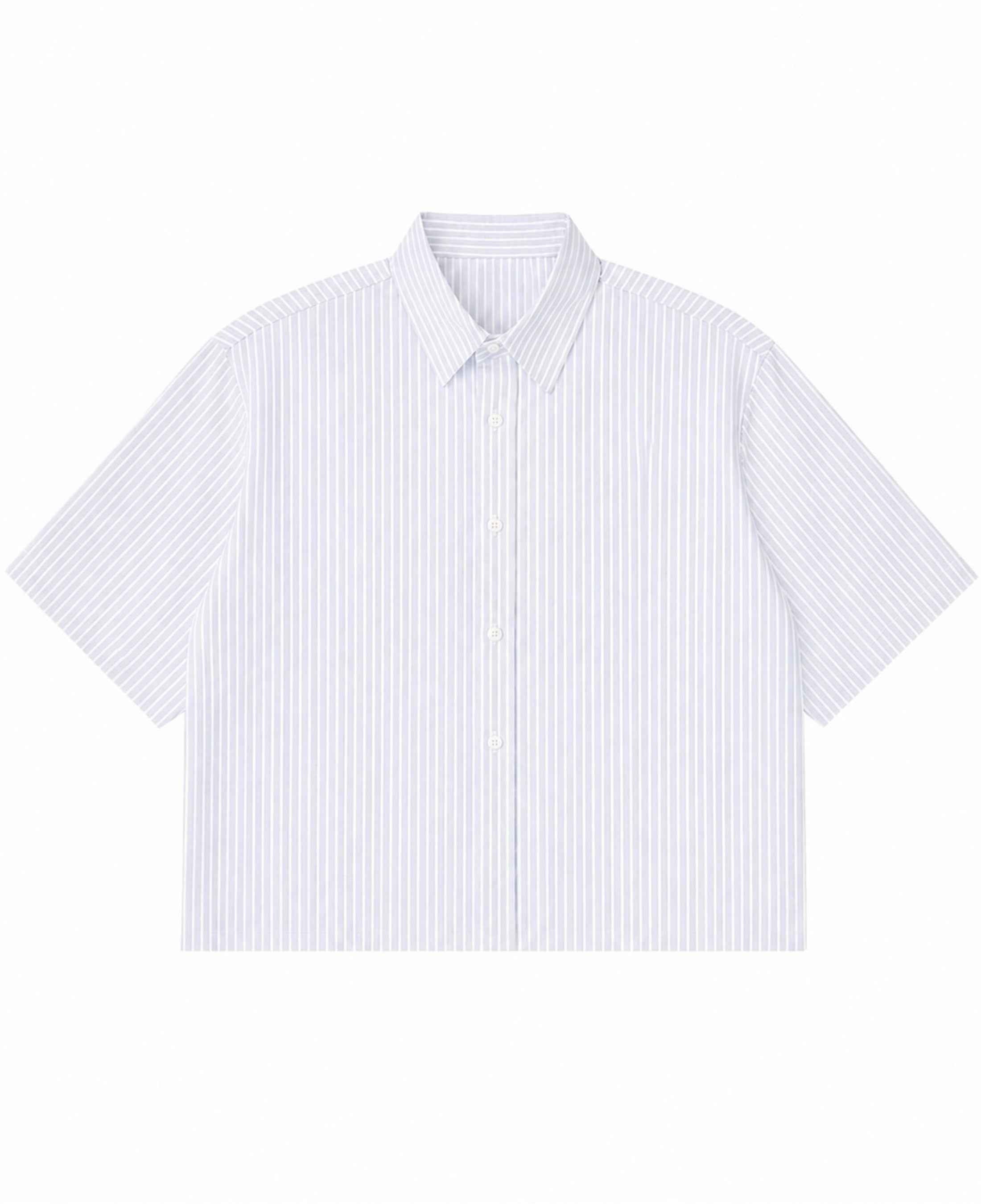 Flying Horses Graphics Blue Striped Oxford Boxy Shirt