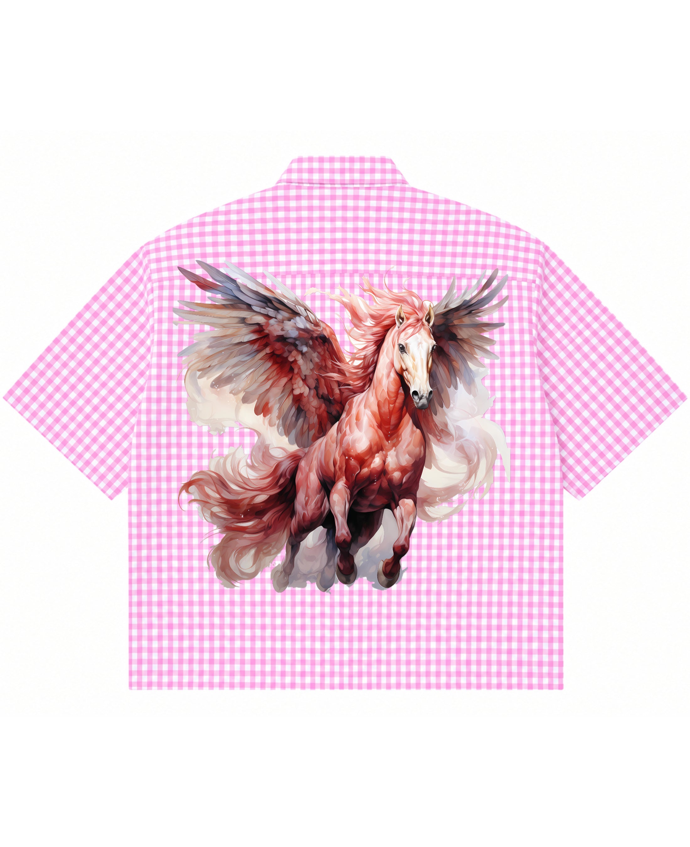 Pink Gingham Oxford Boxy Shirt Back Design