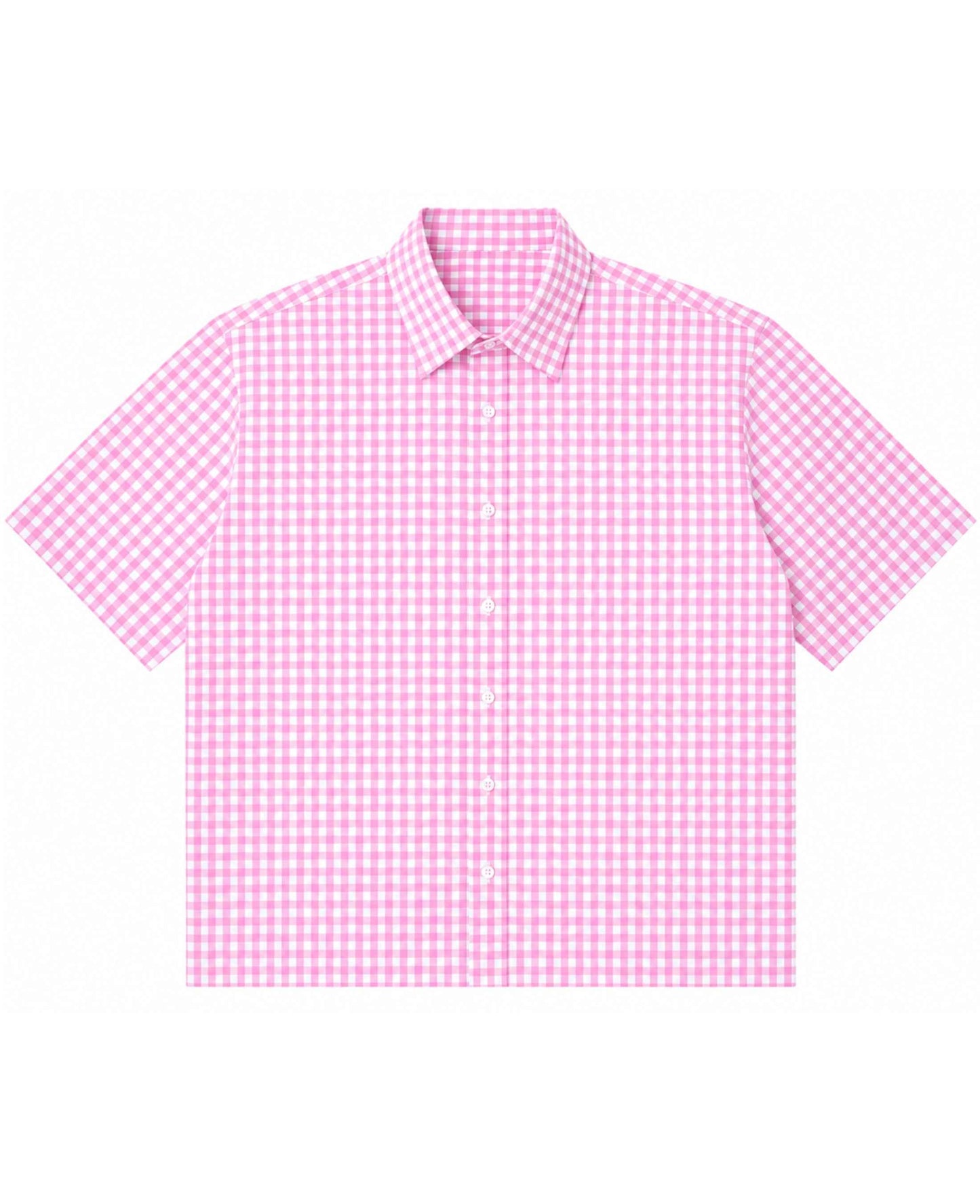 Flying Horses Graphics Pink Gingham Oxford Boxy Shirt