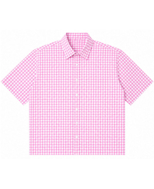 Flying Horses Graphics Pink Gingham Oxford Boxy Shirt