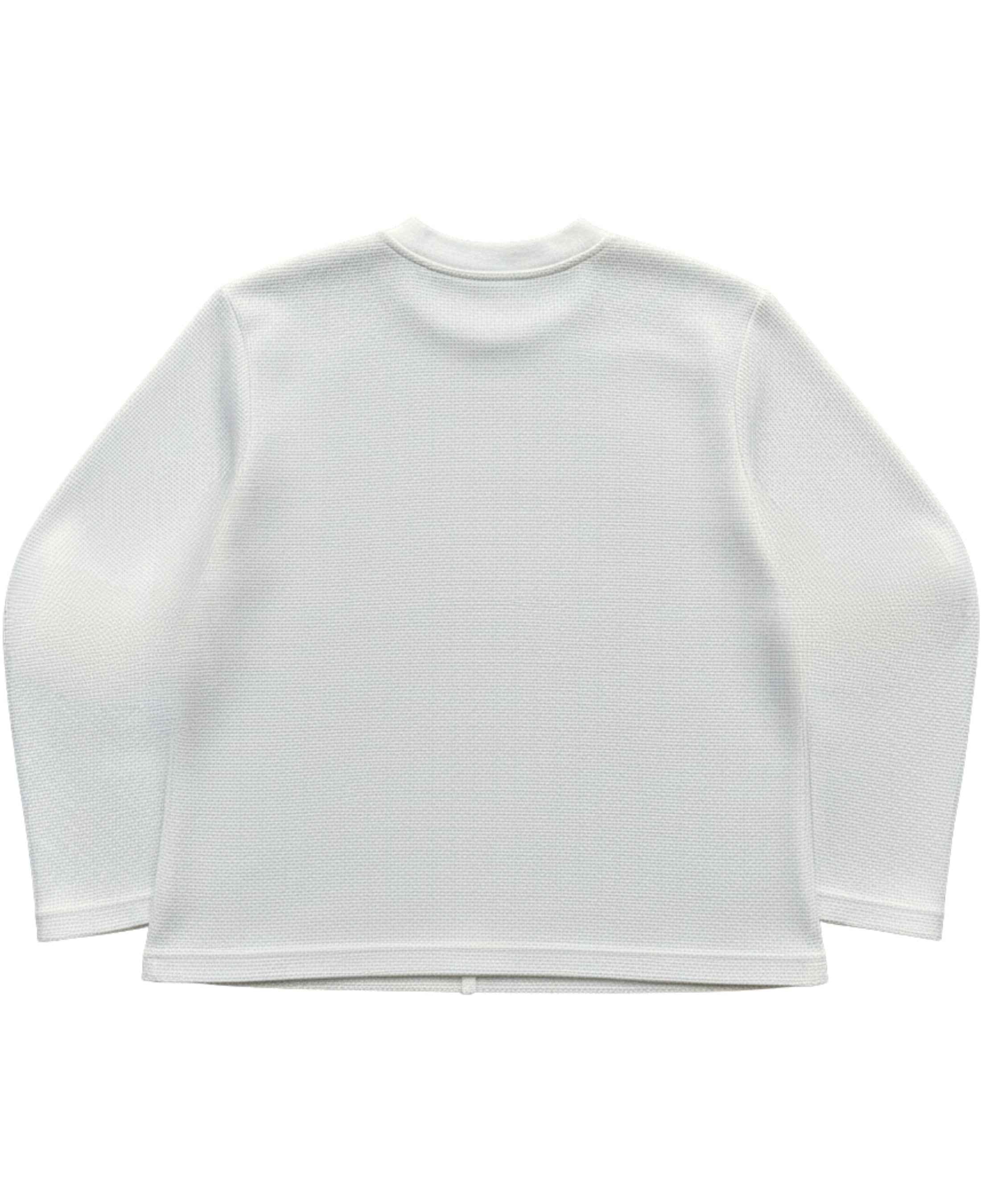 Graphic Print Off-White Waffle Knit Oversized Full-Sleeve