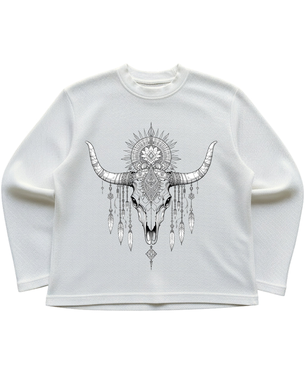 Off-white waffle knit oversized full-sleeve Front Design
