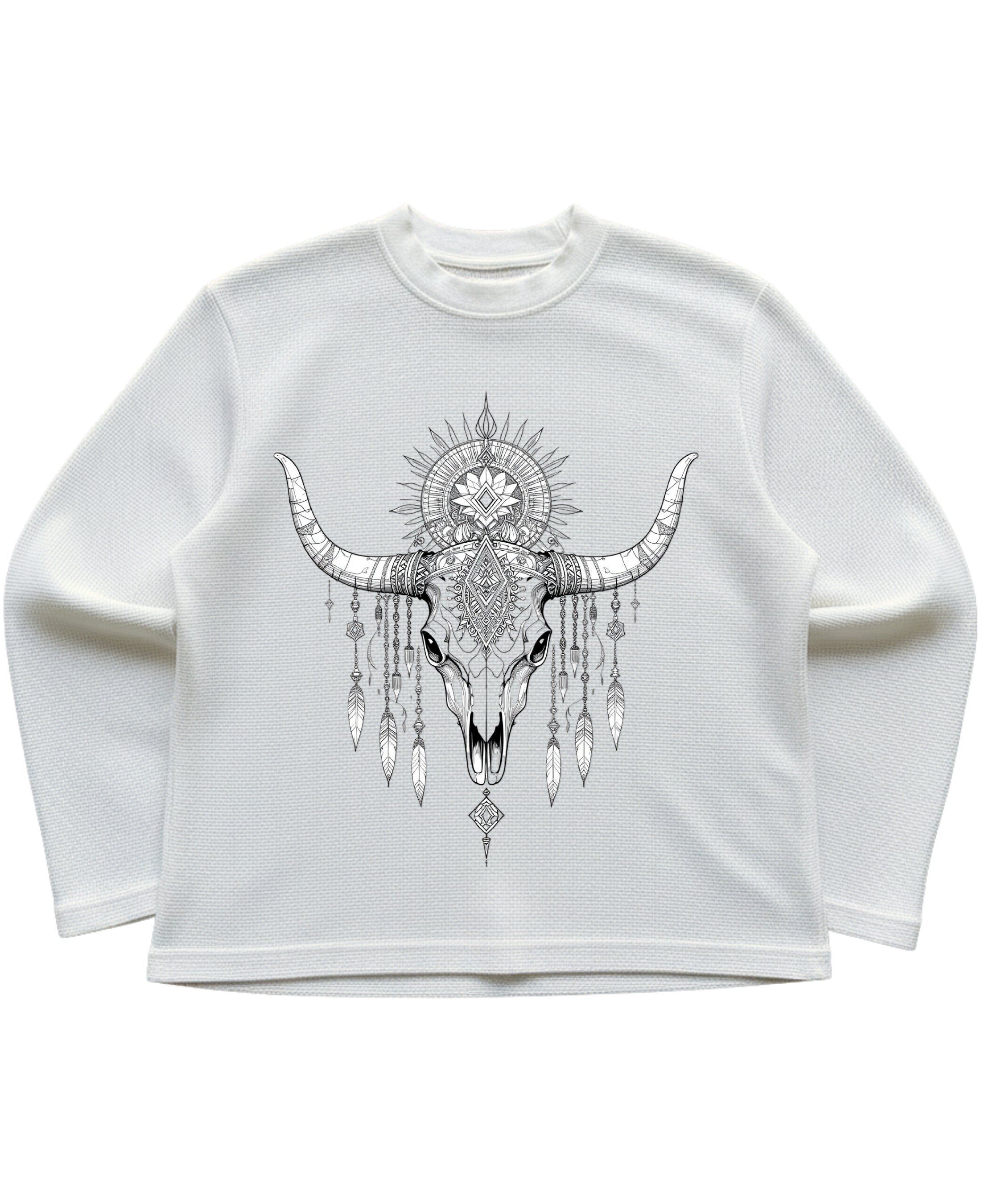 Off-white waffle knit oversized full-sleeve Front Design