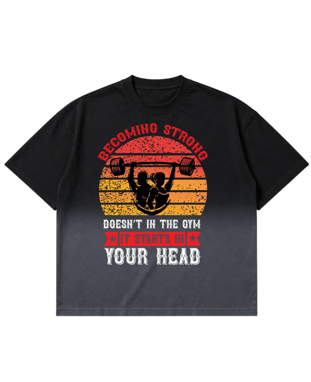 Black Ombré Wash Boxy Fit T-shirt Front Design