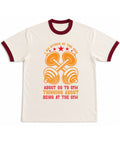 Off White & Maroon Ringer tee Front Design