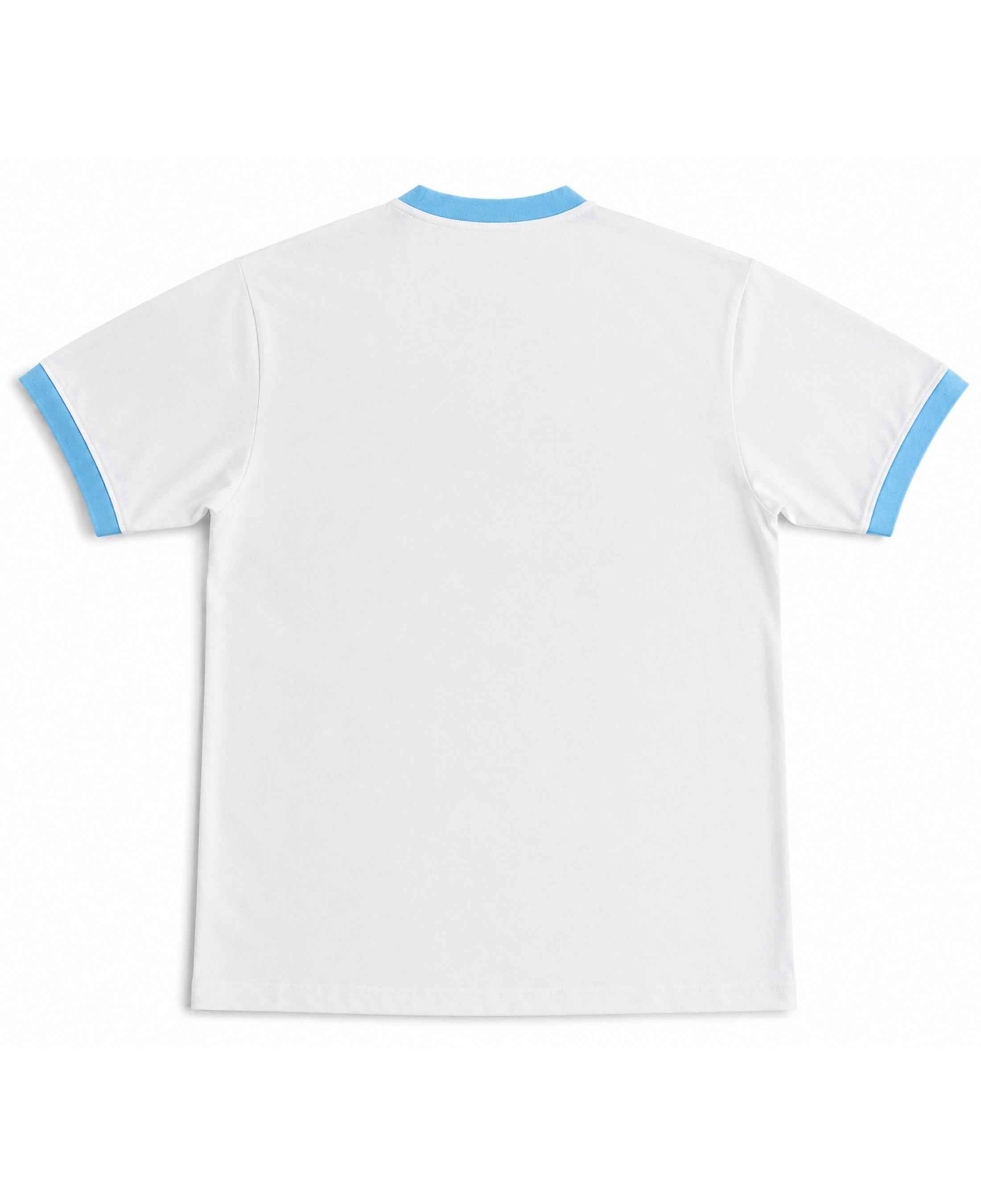 Gym White & Sky Blue Ringer Tee