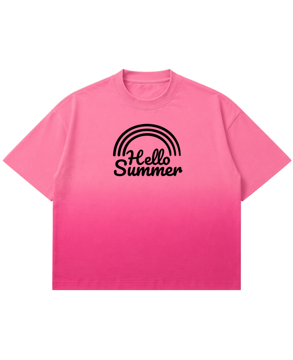 Pink Sunfade Ombré Wash Boxy Fit T-shirt Front Design