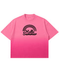 Pink Sunfade Ombré Wash Boxy Fit T-shirt Front Design