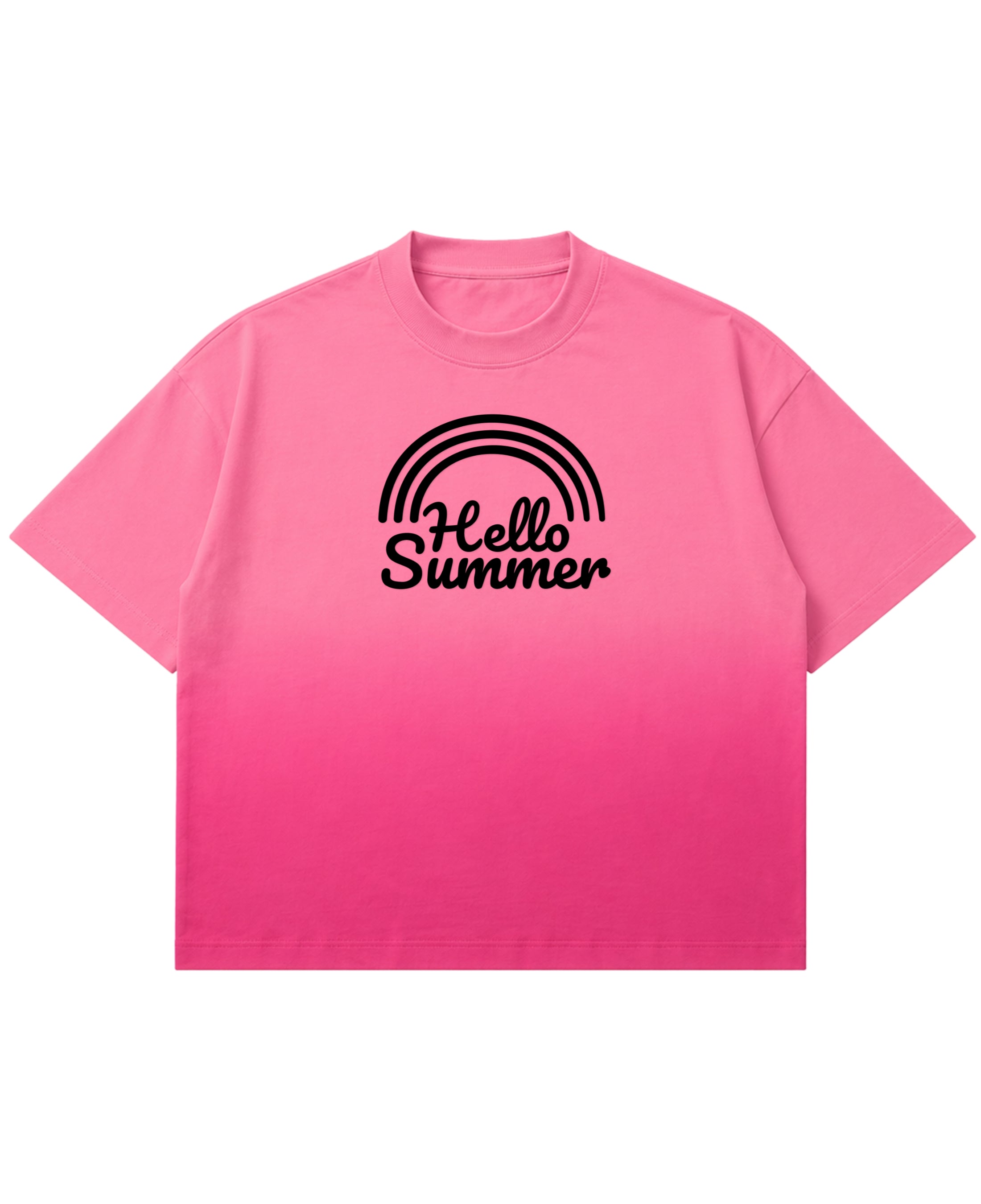 Pink Sunfade Ombré Wash Boxy Fit T-shirt Front Design