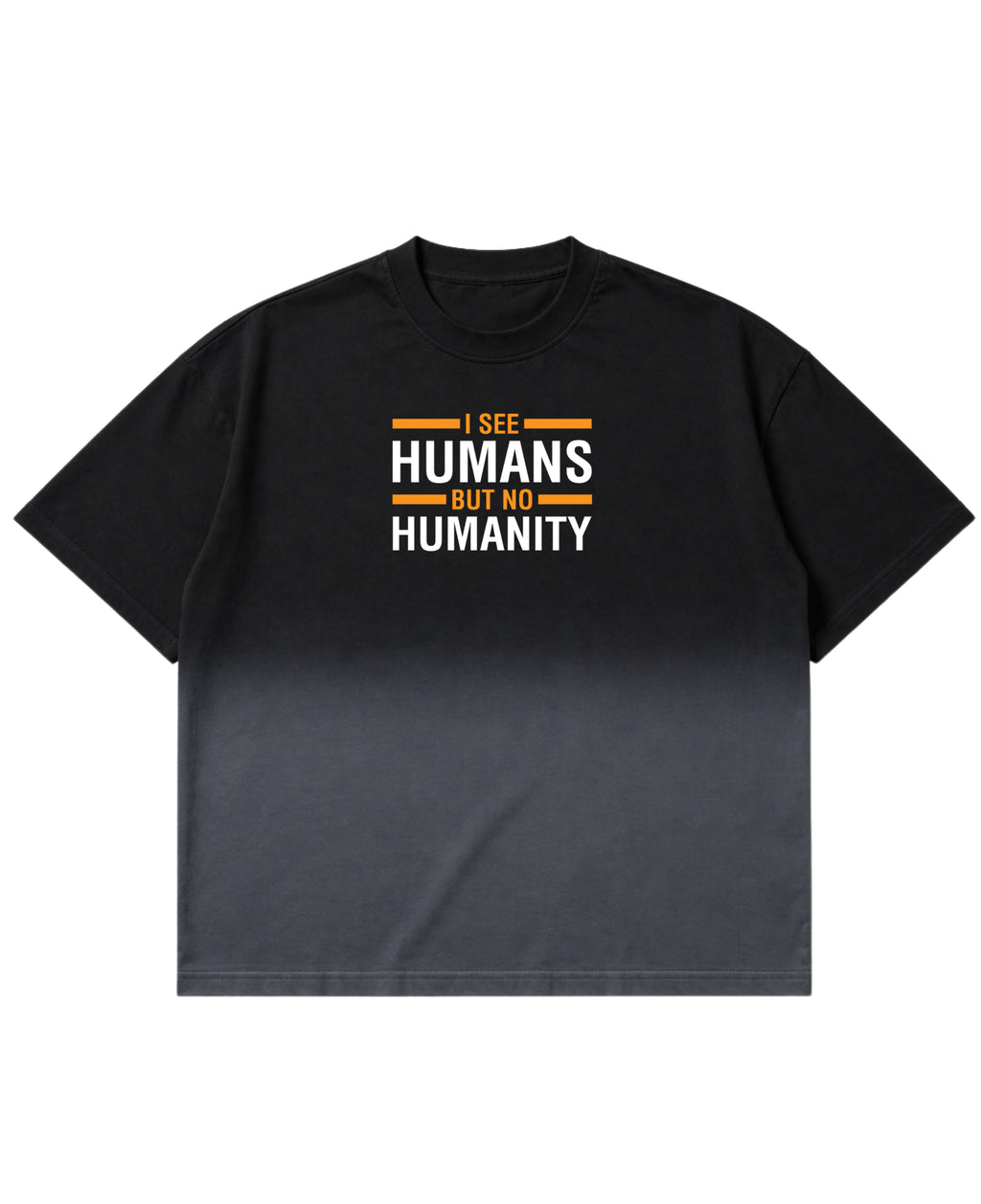 Black Ombré Wash Boxy Fit T-shirt Front Design