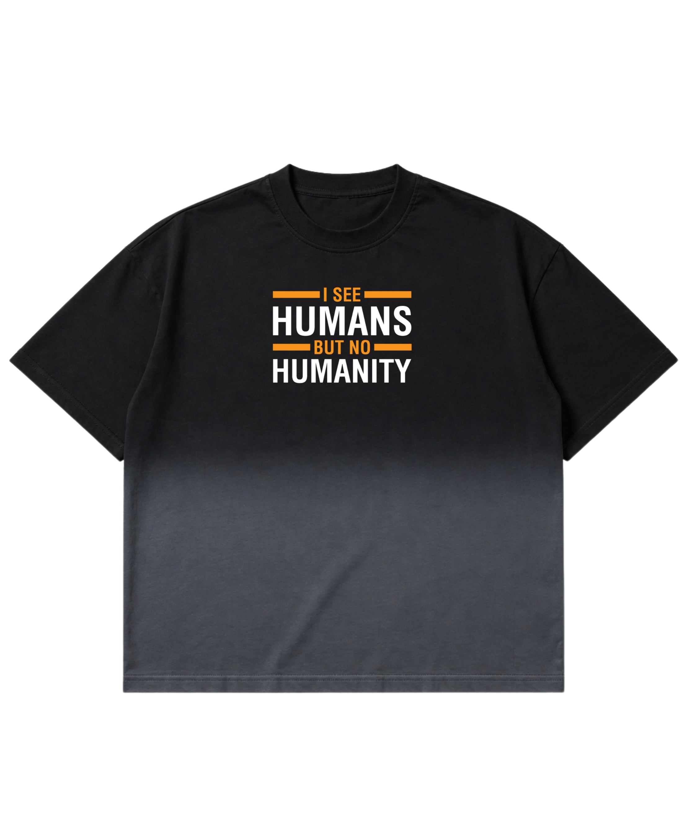 Black Ombré Wash Boxy Fit T-shirt Front Design