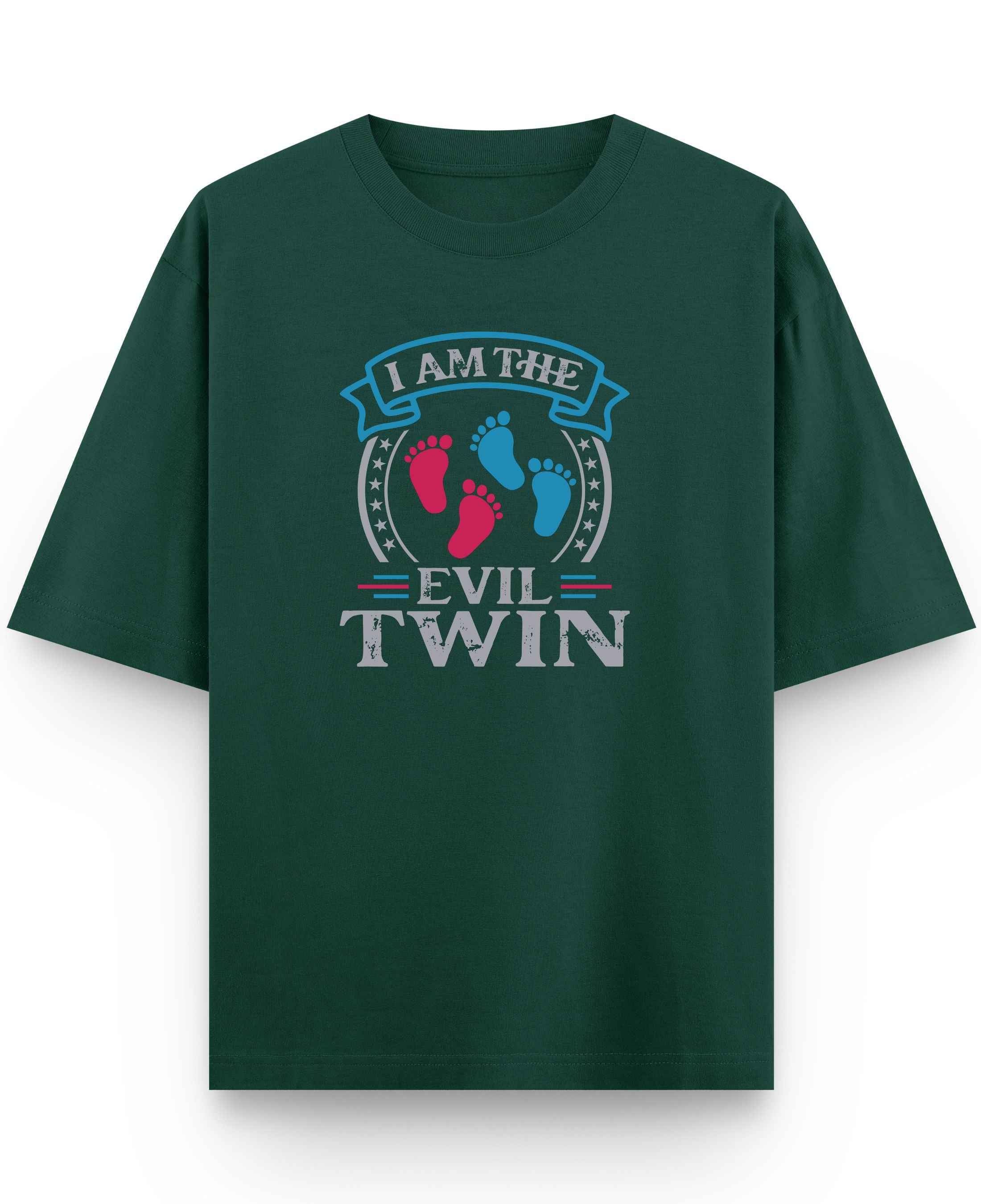 I Am The Evil Twin Bottle Green Oversized T-Shirt