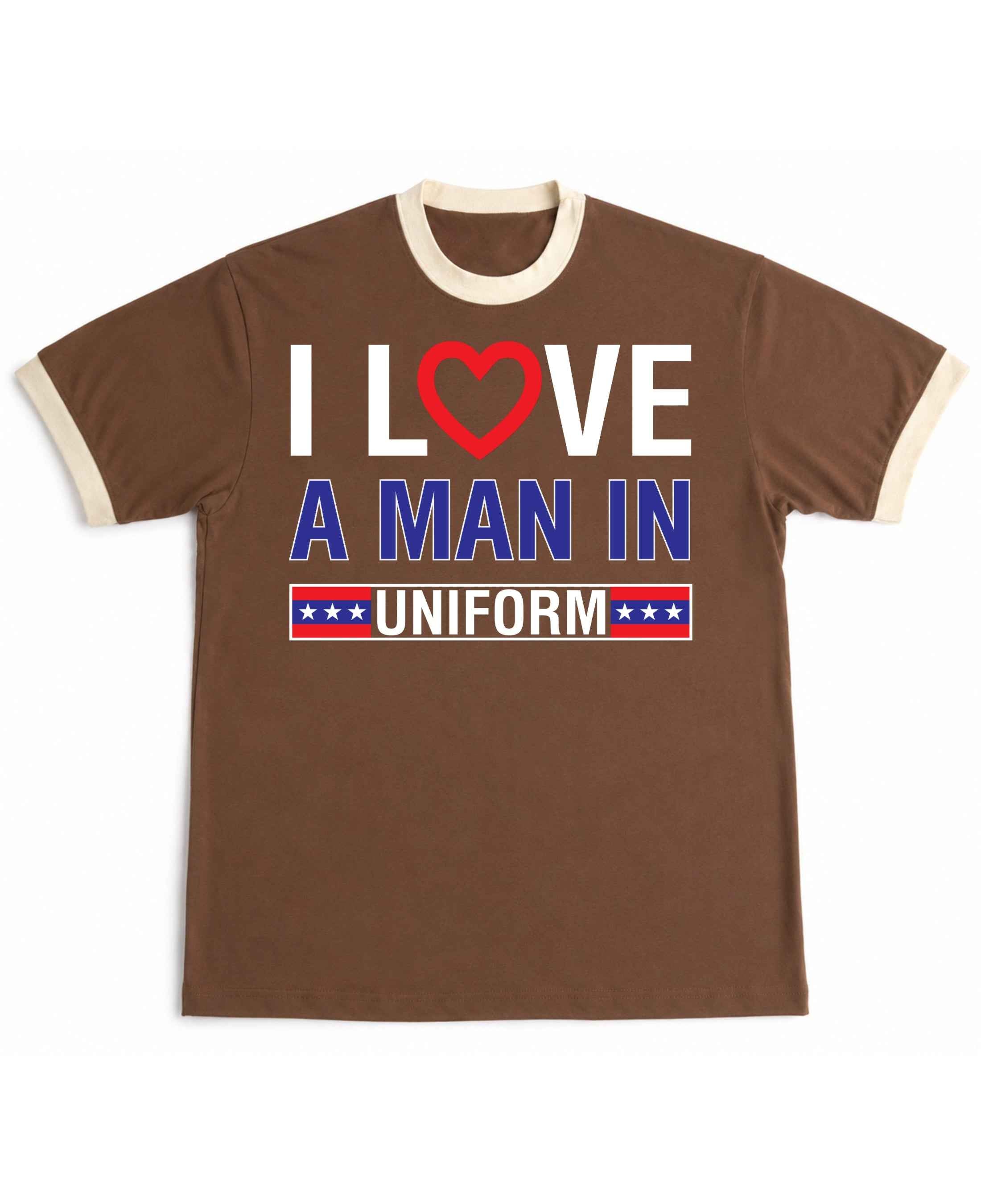I Love A Man In Uniform Mousse & Cream Ringer Tee