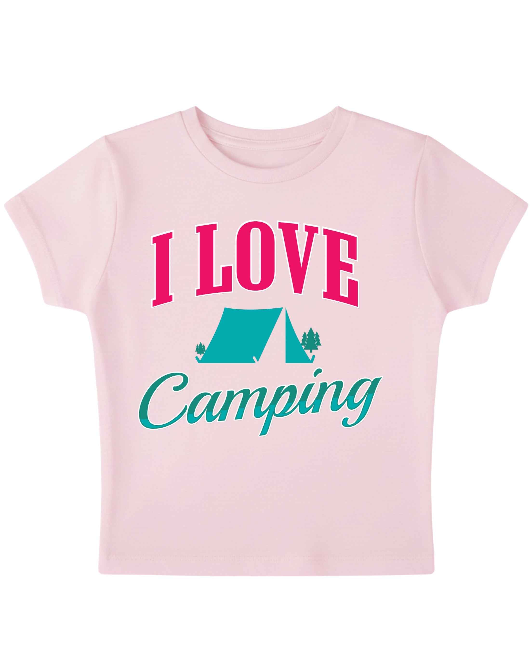 I Love Camping Baby Pink Baby Tee
