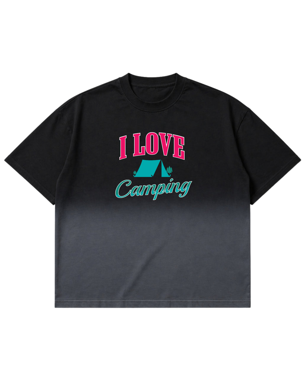 Black Ombré Wash Boxy Fit T-shirt Front Design