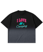 I Love Camping Black Ombré Wash Boxy Fit T-shirt