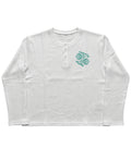 White Henley waffle knit Front Design